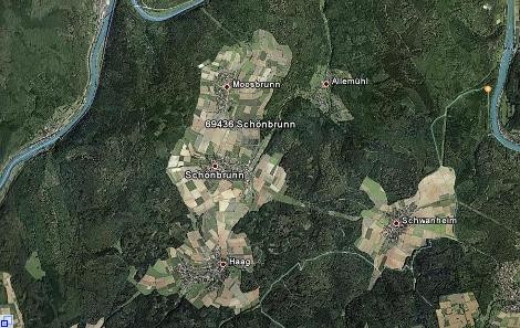 Luftbild von der Gemeinde Schönbrunn