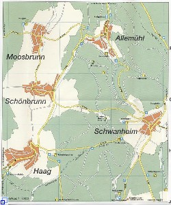 Karte von Schönbrunn und seinen Orsteilen